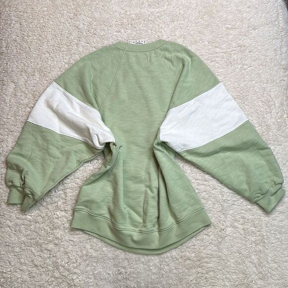 NWT Madewell Oversized Raglan Sweatshirt in Size Small and in Green/white - Picture 2 of 10